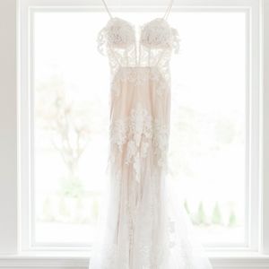 Stunning Martina Liana sheer bodice gown with lace